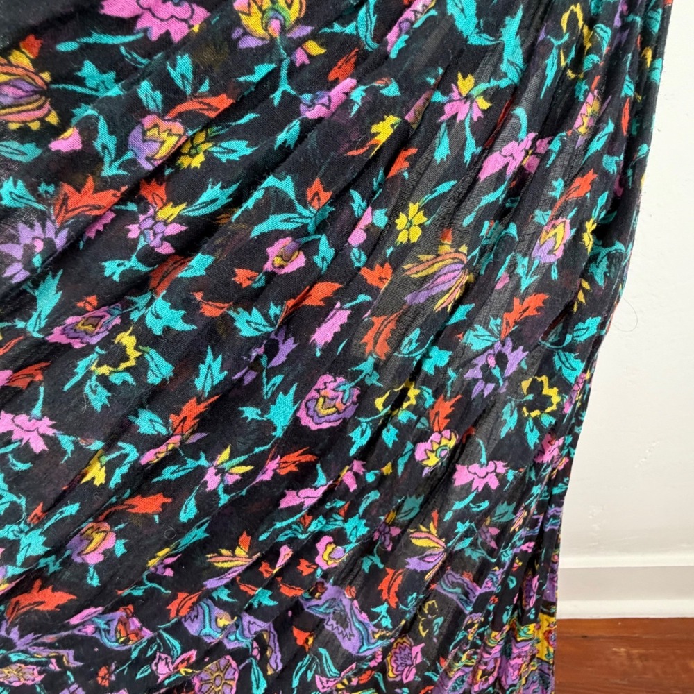 Vintage India Cotton Semi Sheer Gauze Floral Elephant Maxi Skirt Boho Elephants - Picture 14 of 16